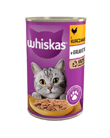 WHISKAS Adult 400 g - Nassfutter mit Huhn in Gelee für adulte Katzen