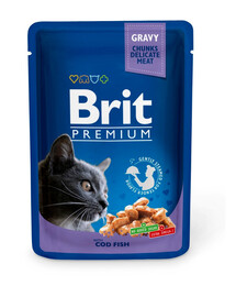 BRIT Premium Cat Adult Cod Fish Nassfutter mit Kabeljau in Soße 24 x 100g