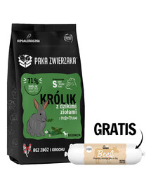 PAKA ZWIERZAKA Seventh Heaven Trockenfutter Kaninchen mit Wildkräutern für S Welpen getreidefrei 9 kg + Rindfleischwurst 200g GRATIS