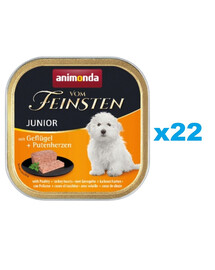 ANIMONDA vom Feinsten Junior Nassfutter mit Geflügel und Putenherzen für Junior Welpen 22x150g