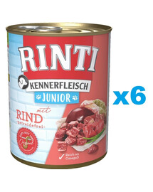 RINTI Kennerfleisch Junior 6x400g mit Rindfleisch für Welpen