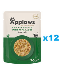 APPLAWS Cat Adult Pouch Hähnchen und Spargel in Brühe 12x 70 g