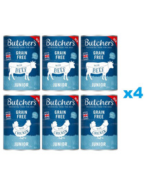 BUTCHER'S Original Junior Mix: Rindfleisch und Hühnerfleisch in Gelee für Welpen 24x400g
