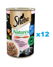 SHEBA 12x400 g Nature's Collection: Nassvollnahrung für adulte Katzen mit Lachs, Süßkartoffeln und grünen Bohnen in Sauce