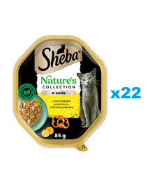 SHEBA Nature’s Collection 22x85 g: Nassvollnahrung für adulte Katzen mit Huhn und Paprika in Sauce