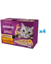 WHISKAS Adult Beutel 48x85g Nassfutter in Soße mit Huhn Gemüse Lamm Truthahn