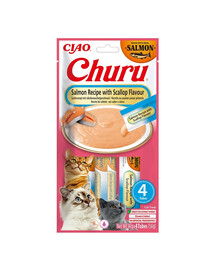 INABA Churu Cat Salmon with Scallop 4x14g cremiges Katzenleckerli mit Lachs- und Muschelgeschmack