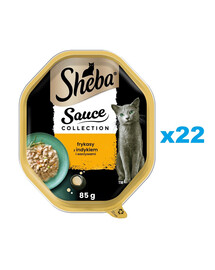 SHEBA Sauce Collection 22x85 g Nassfutter mit Truthahn und Gemüse in Soße für adulte Katzen