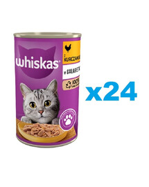 WHISKAS Adult 24x400 g - Nassfutter mit Huhn in Gelee für adulte Katzen