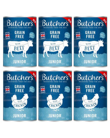 BUTCHER'S Original Junior Mix: Rindfleisch und Hühnerfleisch in Gelee für Welpen 6x400g