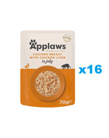 APPLAWS Cat Adult Pouch Huhn und Leber in Gelee 16x 70 g