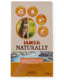 IAMS Naturally erwachsene Katze mit viel nordatlantischem Lachs & Reis 2,7 kg