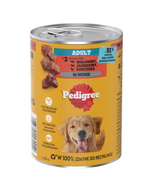 PEDIGREE Adult Nassfutter mit Rind, Lamm und Huhn in Mousse für adulte Hunde 400g