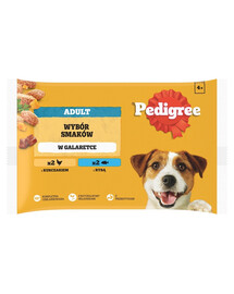 PEDIGREE Adult Wybór Smaków saszetki 4x100 g mokra karma pełnoporcjowa dla dorosłych psów z kurczakiem, z rybą w galaretce