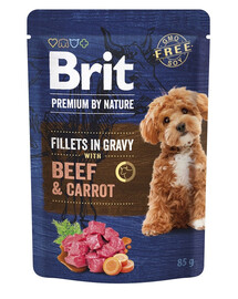 Premium By Nature Dog Fillets in Gravy z wołowiną i marchewką 24x85g