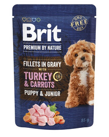 Premium By Nature Puppy Junior Fillets in Gravy z indykiem i marchewką 24x85g
