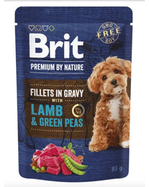 Premium By Nature Dog Fillets in Gravy z jagnięciną i zielonym groszkiem 24x85g