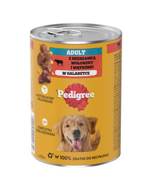 PEDIGREE Adult Dose 400g: Nassvollnahrung für adulte Hunde, mit einer Mischung aus Rindfleisch und Leber, in Gelee