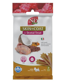 ND Quinoa Dental Treat Skin Coat Quail Mini 60 g (7 szt) przysmak dentystyczny dla psów ras małych
