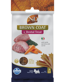 ND Brown Dental Treat Coat Lamb Mini 60 g (7 szt) przysmak dentystyczny dla psów ras małych