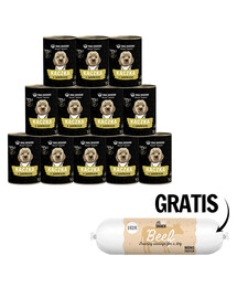 PAKA ZWIERZAKA Seventh Heaven Nassfutter mit  Ente und Apfel getreidefrei für alle Hunde 12x400 g + Rindfleischwurst 200g GRATIS