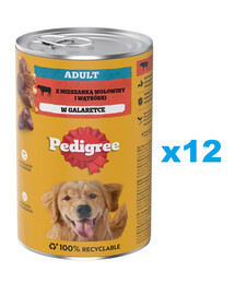 PEDIGREE Adult 12x1200g: Nassvollnahrung für adulte Hunde, mit einer Mischung aus Rindfleisch und Leber, in Gelee