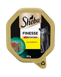 SHEBA Finesse 85 g: Nassvollnahrung für adulte Katzen mit Huhn in Mousse