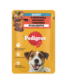 PEDIGREE Adult Beutel 100g: Nassfutter für adulte Hunde, mit einer Mischung aus Rindfleisch und Leber, in Gelee