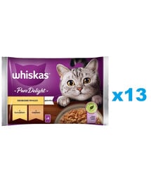 WHISKAS Adult saszetka 52x85g Drobiowe Frykasy mokra karma dla dorosłych kotów w galaretce z: kurczakiem, indykiem