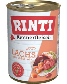 RINTI Kennerfleisch Nassfutter mit Lachs für adulte Hunde getreidefrei 12x400 g