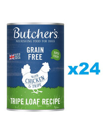BUTCHER'S Original Tripe, Nassfutter mit Huhn und Pansen Pastete 24 x 400g