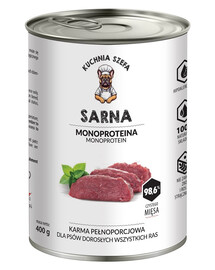 KUCHNIA SZEFA Nassfutter Reh Monoprotein für Hunde alle Rassen 400 g