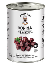KUCHNIA SZEFA Nassfutter Pferdefleisch Monoprotein für adulte Hunde alle Rassen 400 g