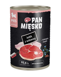 PAN MIĘSKO Nassfutter mit Pute, Rind und Leinsamen für Welpen hypoallergen 400 g