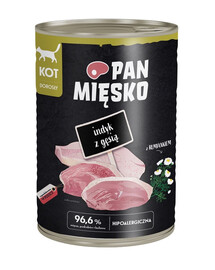 PAN MIĘSKO Nassfutter mit Pute, Gans und Kamille für adulte Katzen hypoallergen 400 g