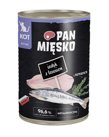 PAN MIĘSKO Nassfutter mit Pute, Lachs und Rosmarin für Kätzchen hypoallergen 400 g