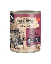 WIEJSKA ZAGRODA Nassfutter Wildschwein mit Rind für adulte Hunde getreidefrei 800 g