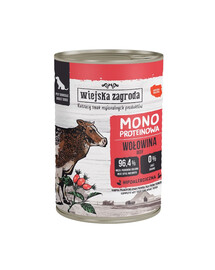 WIEJSKA ZAGRODA Nassfutter mit Rind Monoprotein für adulte Hunde getreidefrei 400 g