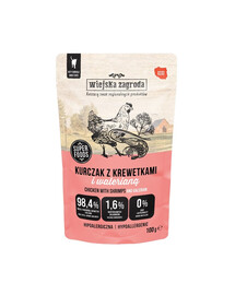 WIEJSKA ZAGRODA Superfoods Nassfutter Huhn mit Garnelen und Baldrian für adulte Katzen getreidefrei 100 g