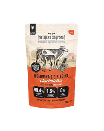 WIEJSKA ZAGRODA Superfoods Nassfutter Rindfleisch mit Kalbfleisch und Katzenminze für adulte Katzen getreidefrei 100 g