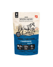 WIEJSKA ZAGRODA Superfoods Nassfutter Pferdefleisch mit Thunfisch und Baldrian für adulte Katzen getreidefrei 100 g