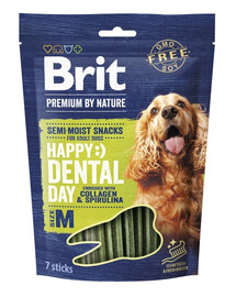 BRIT Premium Dental Semi-moist Snack M Zahnpflege-Snack Kollagen und Spirulina für mittelgroße Hunde 180g