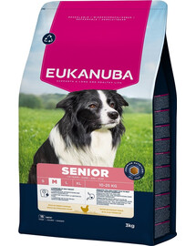 EUKANUBA Senior Trockenfutter mit Huhn für ältere Hunde mittelgroßer Rassen 3 kg