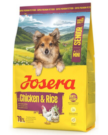 JOSERA Mini Senior Chicken and Rice glutenfreie Nahrung für ältere Hunde kleiner Rassen 3 kg