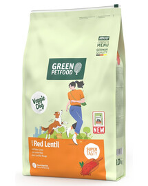 GREEN PETFOOD VeggieDog mit roter Linsen vegetarisches Futter mit roter Linsen für adulte Hunde 10 kg