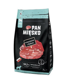 PAN MIĘSKO Trockenfutter mit Schweinefleisch und Wild für adulte Hunde XL 3 kg