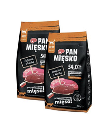 PAN MIĘSKO Trockenfutter mit Kalb und Ente für adulte Katzen M hypoallergen 2x10 kg