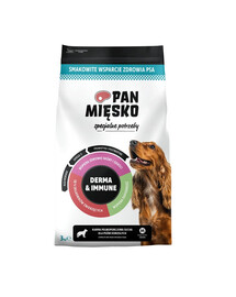 PAN MIĘSKO Derma und Immune Trockenfutter mit Schweinefleisch und Fisch für adulte Hunde M 3 kg