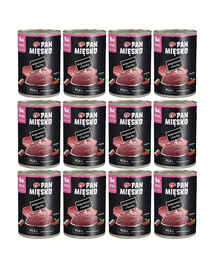 PAN MIĘSKO Nassfutter mit Schweinefleisch und Ente für Welpen hypoallergen 12x400 g
