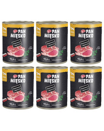 PAN MIĘSKO Nassfutter Schweinefleisch mit Lamm für adulte Hunde 6x800 g